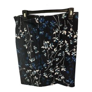 Dressbarn Black and Blue Floral Skirt NWT
